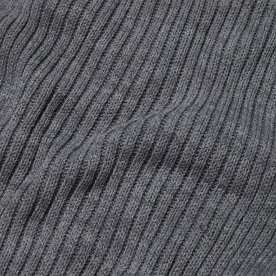 Grey ribbed knit scarf